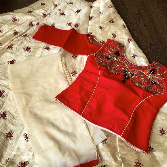 Red and white Lehenga - Picture 1 of 10